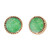  GIA Certified Jadeite Jade Gold Carved Round Earrings