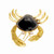 SB Fox Crab Pin Onyx 3-D 18k Gold Diamond 