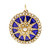 Estate 1950 Cobalt Blue Enamel Pendant 18k Yellow Gold Sunburst Design 