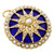 Estate 1950 Cobalt Blue Enamel Pendant 18k Yellow Gold Sunburst Design 