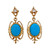 Persian Natural Turquoise Dangle Earrings 14k Yellow Gold Diamond 