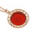 Victorian Carved Carnelian Hardstone Pendant Pink Gold Rose Cut Diamonds 