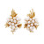 Pearl Diamond Gold Spray Design Clip Post Earrings