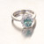 Natural Blue Green Sapphire Diamond Ring 14k White Gold GIA Certified 