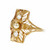 Vintage 1940 Filigree Cultured Pearl Diamond Ring 14k Yellow Gold 