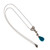 Estate Turquoise Briolette Drop Pendant Necklace 14k White Gold 