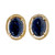 Estate 1955 Lapis Cabochon Earrings 14k Yellow Gold Textured