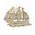 Vintage Sail Boat Ship Pin Fancy Cut Round Diamonds 18k Platinum 