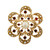 Estate Pearl Garnet Circle Flower Pin Pendant 14k Yellow Gold