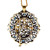 Victorian Style Blackened Silver & 14K Gold Old Cut Diamond Sapphire Brooch Pendant