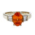 Estate Spessartite Vivid Orange Garnet Ring 18k White Gold Baguette Diamonds 