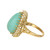 GIA Certified Natural Pear Turquoise Diamond Halo Gold Cocktail Ring