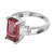 3.85 Carat Natural Emerald Cut Pink Tourmaline Diamond Gold Cocktail Ring