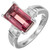 3.85 Carat Natural Emerald Cut Pink Tourmaline Diamond Gold Cocktail Ring