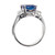 Estate Blue Oval Sapphire Engagement Ring 14k White Gold Princess Cut Diamond