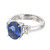 Estate Blue Oval Sapphire Engagement Ring 14k White Gold Princess Cut Diamond