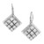 Vintage Diamond Square Cluster Earrings 14k White Gold Euro Wire Tops 