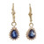 Estate Pear Sapphire Diamond Halo Dangle Earrings 14k Yellow Gold 