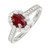 Oval Ruby Diamond Halo Ring 14k White Gold 