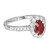 Oval Ruby Diamond Halo Ring 14k White Gold 