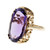 Retro 1940 Oval Amethyst Pink Gold Ring 14k 