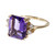 Estate Bright Purple Amethyst Ring Emerald Cut Diamond 14k Yellow Gold 