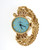Vintage Ladies Baume & Mercier 1960 14k Gold Rope Bracelet Watch Ice Blue Dial 