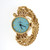 Vintage Ladies Baume & Mercier 1960 14k Gold Rope Bracelet Watch Ice Blue Dial 