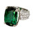 Vintage 1950 19.30ct Cushion Cut Green Tourmaline Ring 14k White Gold Diamond 