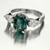 GIA 2.86 Carat Oval Green Sapphire Diamond Platinum Three-Stone Engagement Ring