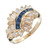 .40 Carat Sapphire Diamond Yellow Gold Swirl Dome Ring