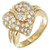 1.30 Carat Diamond Dome Heart Yellow Gold Cocktail Ring