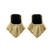  Black  Cabochon Onyx Yellow Gold Earrings 