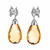 55.00 Carat Yellow Citrine Briolette Diamond White Gold Dangle Earrings