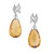 55.00 Carat Yellow Citrine Briolette Diamond White Gold Dangle Earrings