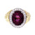 Oval Faceted Pink Tourmaline Ring 18k Yellow Gold Diamond