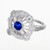 GIA Certified .50 Carat Sapphire Diamond Halo Midcentury Platinum Ring