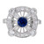 GIA Certified .50 Carat Sapphire Diamond Halo Midcentury Platinum Ring