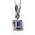Bright Blue Cushion Sapphire Diamond Halo Pendant 18k White Gold