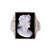 Carved Cameo 14k White Gold Cocktail Ring