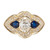 1.13 Carat Diamond Sapphire Gold Scalloped Engagement Ring