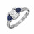 GIA .76 Carat Radiant Cut Diamond Sapphire Platinum Three-Stone Engagement Ring