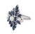 2.90ct Diamond Sapphire 14k White Gold Cluster Cocktail Ring