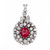 1.12ct Oval Ruby Diamond Halo Cluster 18k White Gold Pendant