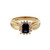 Estate Emerald Cut Sapphire Halo Ring 14k Yellow Gold Diamond