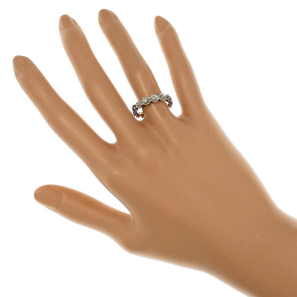 Diamond Flower Eternity Band Ring 18k White Gold petersuchyjewelers