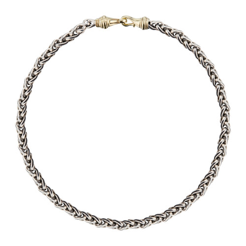 David Yurman Yellow Gold Sterling Silver Wheat Chain Necklace