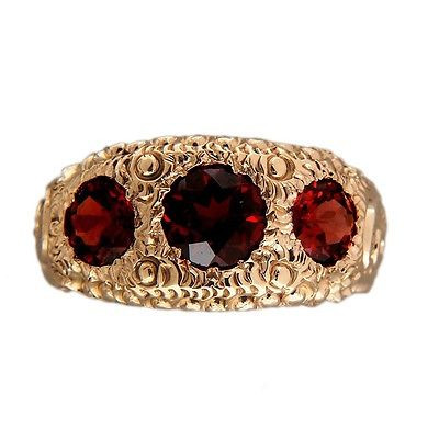 Vintage Victorian 14k Hand Engraved 1900 Yellow Gold Garnet
