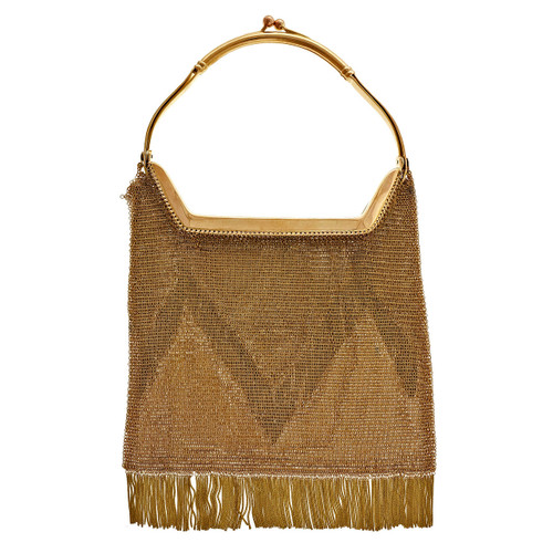 Vintage D.R, Patent 18k Rose Pink Yellow Gold Mesh Art Deco Purse