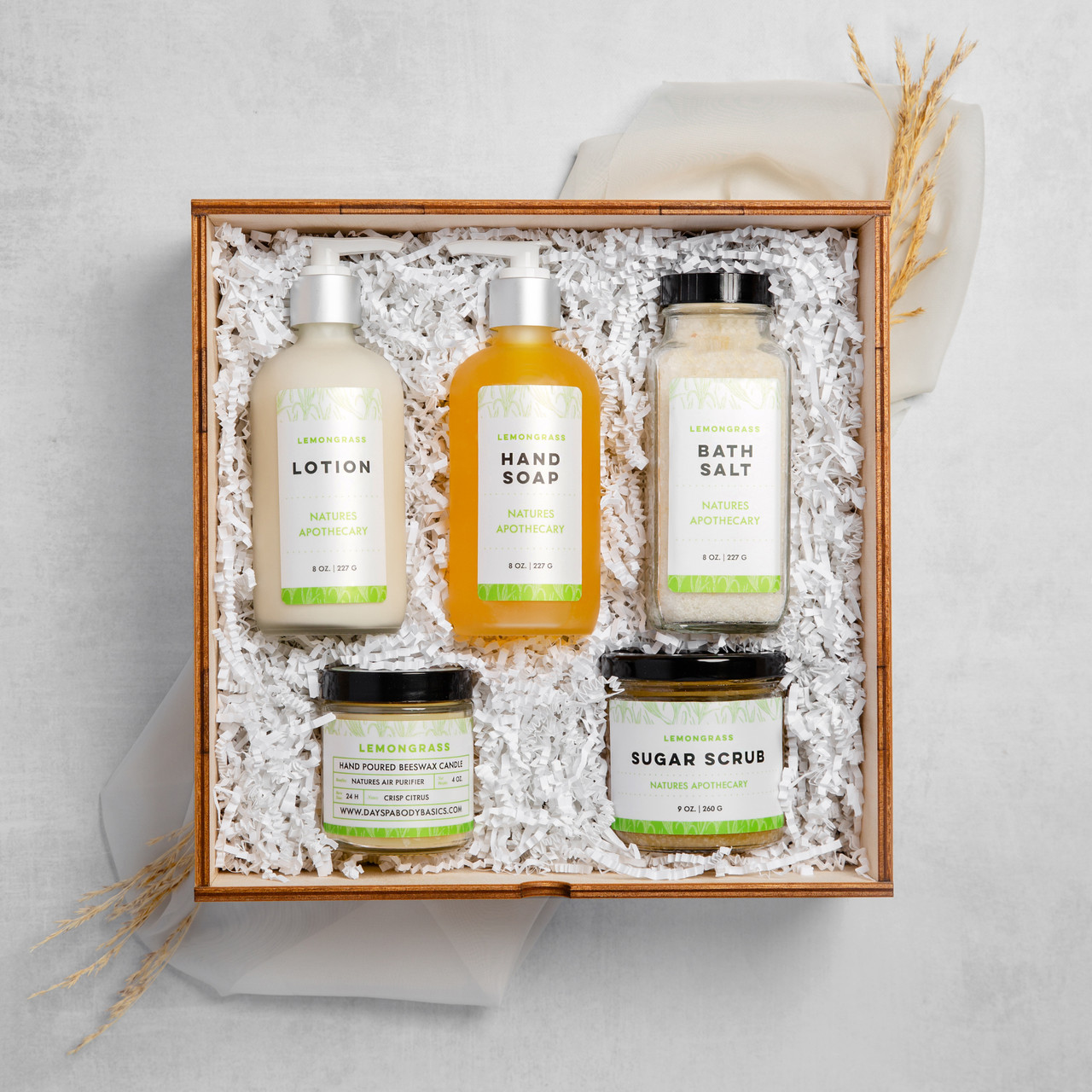 Lemongrass - The Gift of Luxury - Perfect House Warming Gift - Curated Gifts By DAYSPA Body Basicsdy Basics Gift Box Made in USA